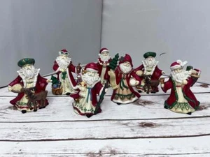 Alte Welt Weihnachtsmann Keramik Weihnachtsfiguren, 7er Set - Bild 1 von 8