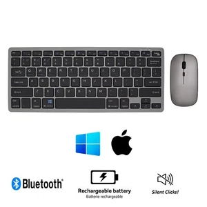 Wireless Slim Quiet Keyboard & Mouse Bluetooth 2.4Ghz Apple iMac Office Desktop - Picture 1 of 9