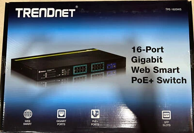 TRENDnet TPE-1620WS 16-Port Gigabit Web Smart PoE+ Switch - Image 1 of 3