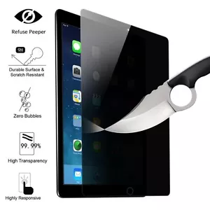 2 For iPad Mini Pro Air Premium Privacy Anti-Spy Tempered Glass Screen Protector - Picture 1 of 6