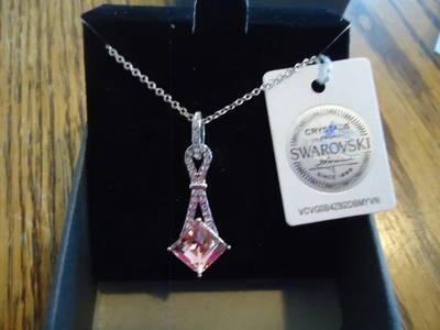 Colar Nic & Syd Swarovski cristal estrela do norte tom prata pedra rosa novo em folha - Imagem 1 de 4