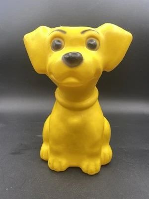 VTG Humane Society Yellow Blow Mold Dog Piggy Bank Made By Reliable Toys Canada - Image 1 of 4