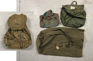 4 Vintage US Militär Taschen WWII + Vietnam M1942 ID'd bemalt Duffel Helm Para - Bild 1 von 22