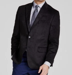 Michael Kors Men's Classic Fit Notch Lapel Faux Suede Sport Coat, Black, 44 L - Picture 1 of 4