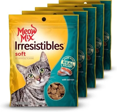Meow Mix Irresistibles Soft Cat Treats, Salmon, 3 Ounce Bag (Pack of 5) Foto 1 de 4