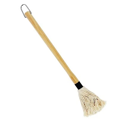 1 Piece BBQ Cotton Sweeper Wooden Handle Pure Cotton BBQ Mop Brush White X6R5 - Bild 1 von 4