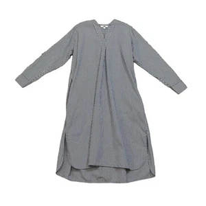 UNIQLO Extra Fine Cotton A Line Striped Long Sleeve Dress Size M - Picture 1 of 7