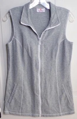Quacker Factory Vest Size XXS Gray Mock Neck Rhinestone Full Zip Sleeveless - Image 1 of 4