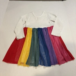 Rare Hanna Andersson Girls Rainbow Tulle Long Sleeve Dress Lined Size 90cm (3T) - Picture 1 of 3