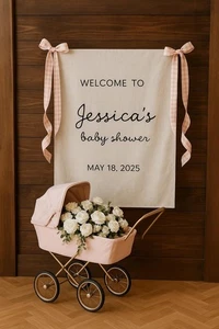 Individuelles Babyparty Banner, Stoff Babyparty Schild, Hallo Baby Schild, Babyparty - Bild 1 von 5