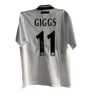 CAMISETA FIRMADA POR RYAN GIGGS 97-99 TREBLE AWAY PRUEBA FOTO MANCHESTER UNITED JERSEY - Imagen 1 de 5