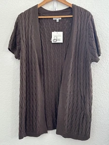 Croft & Barrow Open Front Cardigan Sweater Womens XL Brown S/S Mature Church NWT - Picture 1 of 11