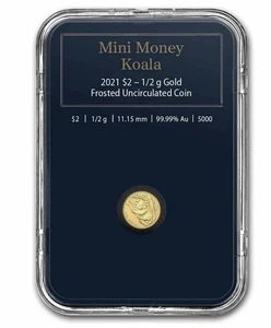 2021 Australia KOALA $2 1/2 Gram 0.5g Gold Mini Money Frosted Coin SMALL GOLD - Picture 1 of 8