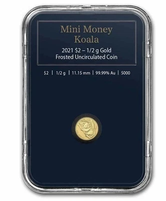 2021 Australia KOALA $2 1/2 Gram 0.5g Gold Mini Money Frosted Coin SMALL GOLD - Image 1 of 4