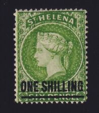 St. Helena Sc #39 (1894) 1/- on 6d yellow green Victoria Surcharged Mint VF H