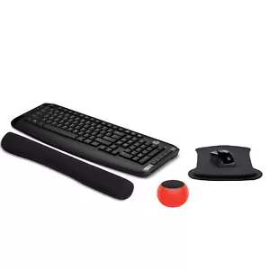 New HP Wireless Keyboard/Mouse 300 PC Bundle + Mouse/Wrist Pads, Mini Speaker - Picture 1 of 7