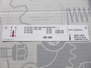 Genuine Mercedes engine sticker M104 in W124 W140 W202 R129 and W210 NOS! - Picture 1 of 1