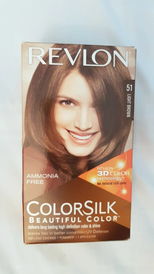 Tintura de cabelo permanente Revlon Colorsilk | 51 marrom claro NOVO  - Imagem 1 de 4