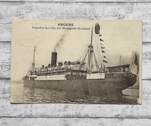 AK Angers Paquebot Messageries Maritimes Ansichtskarte Briefmarke Ägypten Egypt - Picture 1 of 2