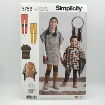 Simplicity 8756 Child & Girls Poncho Knit Legging Sewing Pattern Size 3-6 Uncut - Image 1 of 4