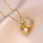 Fashion Heart Pearl Necklace For Women Titanium Steel Micro-Inlaid Party Gisu