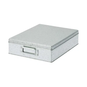 MUJI large tin box Width 26 x Depth 34 x Height 8.5cm silver storage - Foto 1 di 12