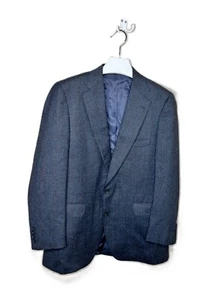 Vintage Norman Hilton Tearney's Men's Gray/Blue Plaid Wool Blazer 42T Union Made - Picture 1 of 11