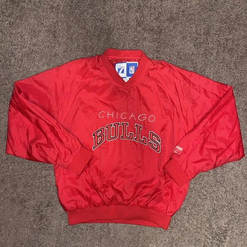 Vintage Chicago Bulls Logo 7 Windbreaker Jacket Red White Mens Size Medium M Cover
