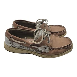 Sperry Shoes Womens Size 8M Bluefish Leopard Print Sequin Boat 9174624 - Picture 1 of 8