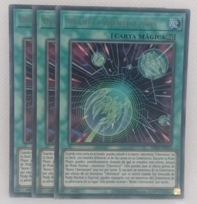 Yugioh TCG 3x Cyberdark Realm SDCS-EN023 Ultra Rare Light Play Spanish Version - Image 1 of 2