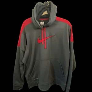 Felpa con cappuccio Nike Therma-fit L/S grigia e rossa taglia large - Foto 1 di 7