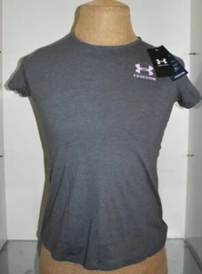 Under Armour Girls' UA Freedom Flag T-Shirt Gray/Pink 1370882 012 NWT - Picture 1 of 3