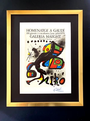 JOAN MIRO 1979 BEAUTIFUL SIGNED PRINT+  MOUNTED & FRAMED + TRIBUTE TO GAUDI - image 1 of 4
