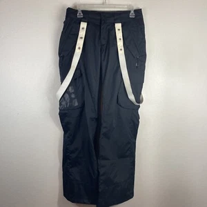 DC Shoes Girls Womens S Ace Snowboard Pants Black Cargo Suspenders Used - Picture 1 of 18