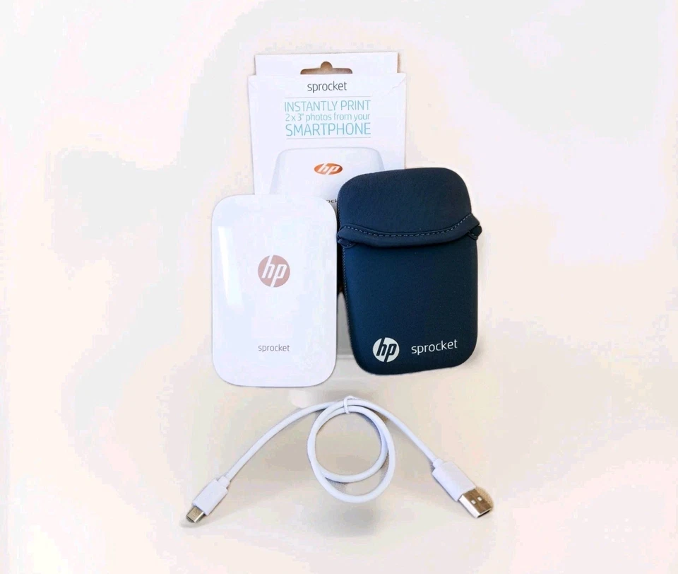 HP Sprocket 100 Printer Portable Color Photo Bundle Case & USB Tested Working  - Image 1 of 4
