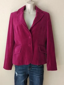Vtg Ann Taylor Woman Sz 8 Velvet Jacket Long Sleeve Pockets Lapel Collar Pads - Picture 1 of 16