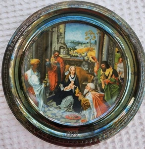 Adoration Of The Magi German WMF Plate With Silverplate Frame Vntg. Christmas - Picture 1 of 5