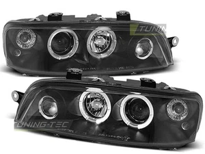 Coppia di Fari Anteriori per Fiat PUNTO 2 II 188 MK2 1999-2003 Angel Eyes Neri I - Imagen 1 de 12