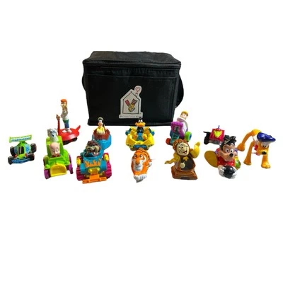 Vintage Fast Food Toy Lot 12 Disney, Looney Tunes, Jetsons + Insulated Carrier - Изображение 1 из 4