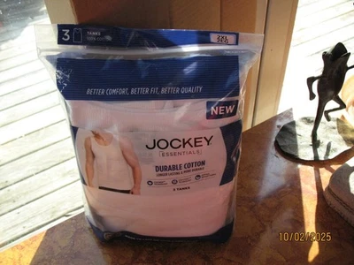 3 MEN'S JOCKEY ESSENTIALS TANKS, WHITE, 2XL-NIP - Image 1 of 4