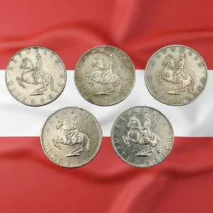 Lot of 5 Austria 5 Schilling Coins - 1960s, 70s & 90s Dates - Combined Ship - Picture 1 of 2