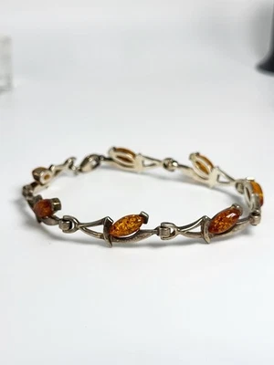 Silber 925 Armband Mit Bernstein Elegant - Bild 1 von 4