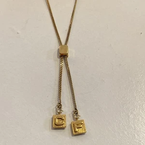 VINTAGE BOLO LAVALIERE BEWEGLICH VERSTELLBAR INITIALEN CF HALSKETTE KETTE 24 ZOLL - Bild 1 von 15