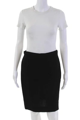 Giorgio Armani Womens Wool Side Zip Lined Knee Length Pencil Skirt Black Size 44 - Image 1 of 4