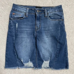 Hudson Girl's 14 Stretchy Distressed Denim Jean Skirt - Picture 1 of 5