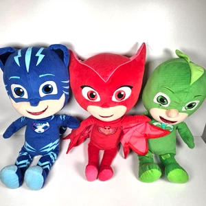 PJ Masks Soft Toy Bundle Just Play 3 x 15" Plushes Owlette Catboy Gekko - Picture 1 of 17