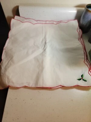 ¿De colección? SERVILLETAS DE NAVIDAD ACEBO BERRY BORDADO BORDE FESTONEADO CLÁSICO ¿NOS? 8 Foto 1 de 4