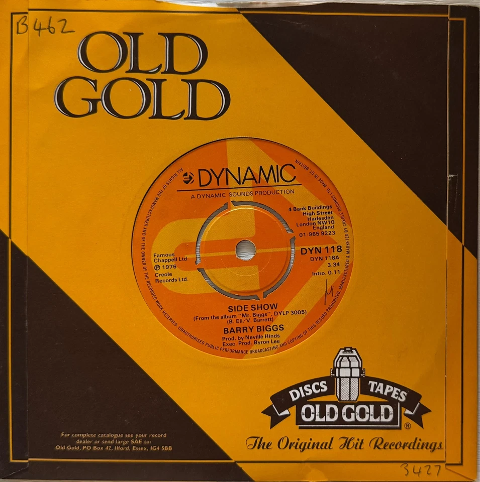 BARRY BIGGS - SIDE SHOW b/w I'LL BE BACK 7" SINGLE VG/G+ 1976 DYNAMIC - Image 1 of 1