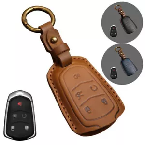 Genuine Leather Car Key Fob Case Cover For Cadillac ATS CT6 CTS SRX XT5 XTS CT5 - Picture 1 of 4