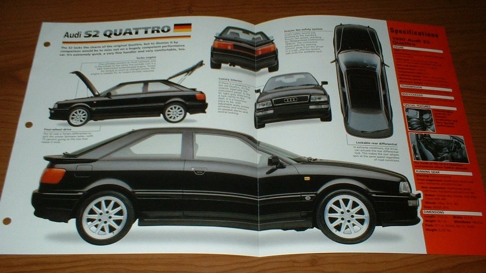 AUDI S2 QUATTRO 1990 ORIGINAL IMP FOLLETO ESPECIFICACIONES INFORMACIÓN 90 91 92 93 94 95 96 Foto 1 de 1
